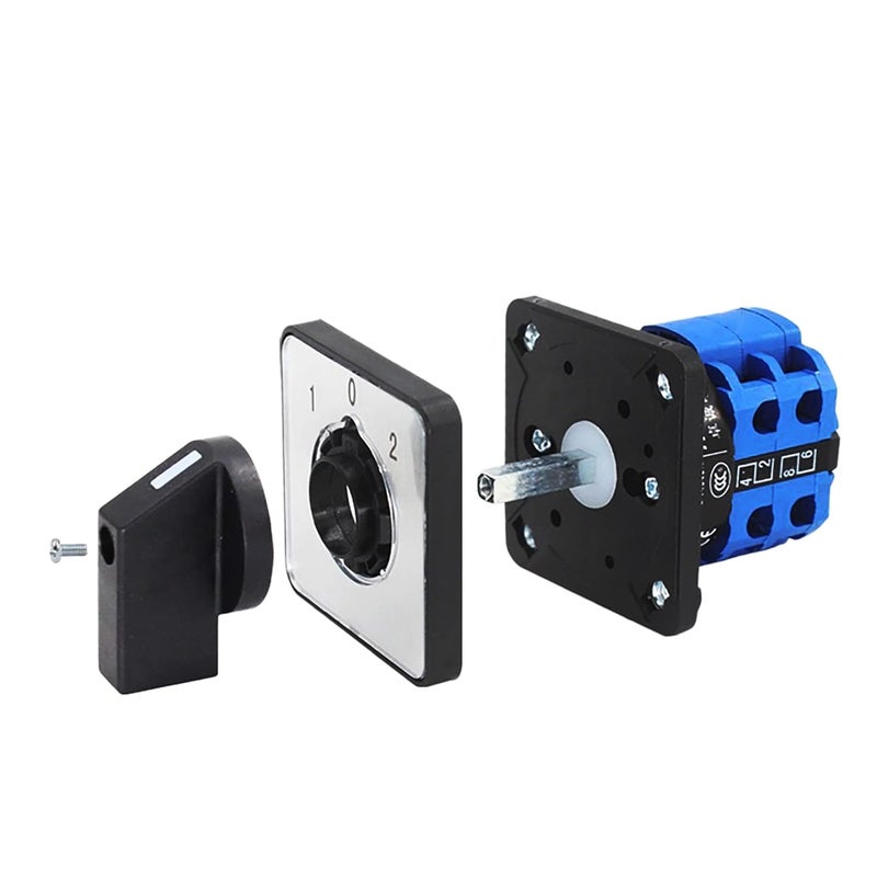 LEPEVNEY Changeover Switch Universal Rotary Cam Selector Latching Switches 2 Positions 8 Terminals LW26-20 C04/2 660V 20A Black Blue - Image 3